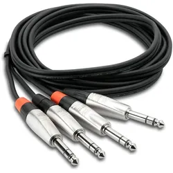 Hosa Technology HSS-010X2 audio cable 3 m 2x 6.35 mm TRS Black (3 m, 6.3mm Klinkenkabel), Audiokabel