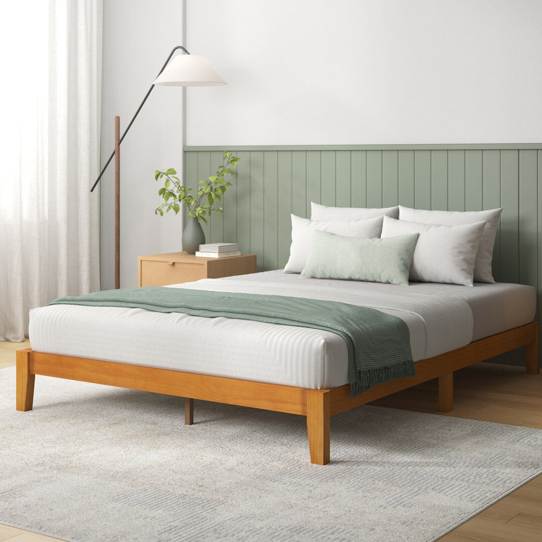 Hykkon Mirabella Deluxe Platform Solid Wood Bed Frame Brown Double (4'6)