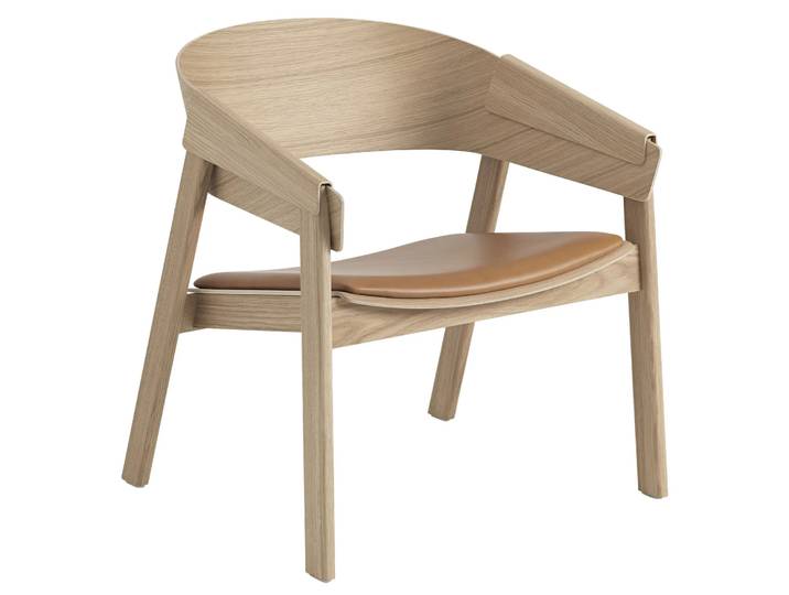 Muuto Cover lounge chair leather Cognac-eiken