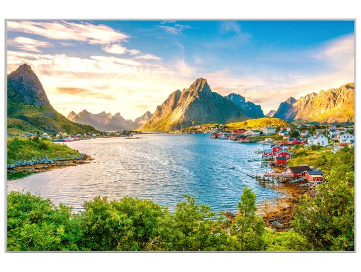 Bild mit Rahmen Skandinavisches Dorf am Fjord 3 image LAND
