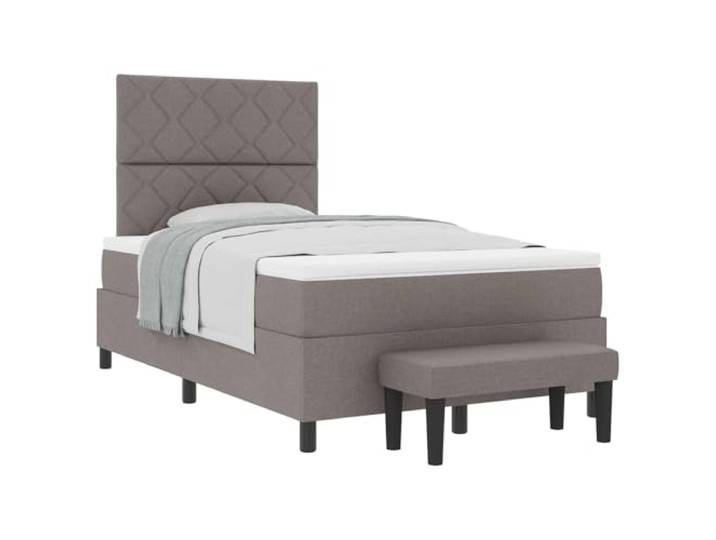 KTHLBRH Boxspringbett mit Kopfteil taupe 120 x 200 cm Stoff Taschenfedern, Schaumstoffpolsterung, Holzgestell, Kopfteil 2-stufig verstellbar, Gewicht max