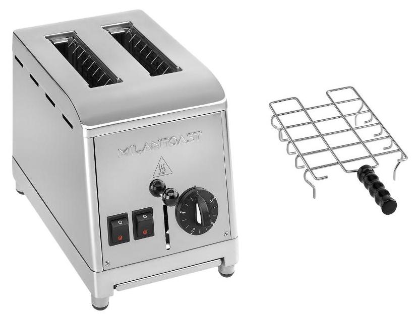 Milantoast Edelstahltoaster mit Brötchenaufsatz