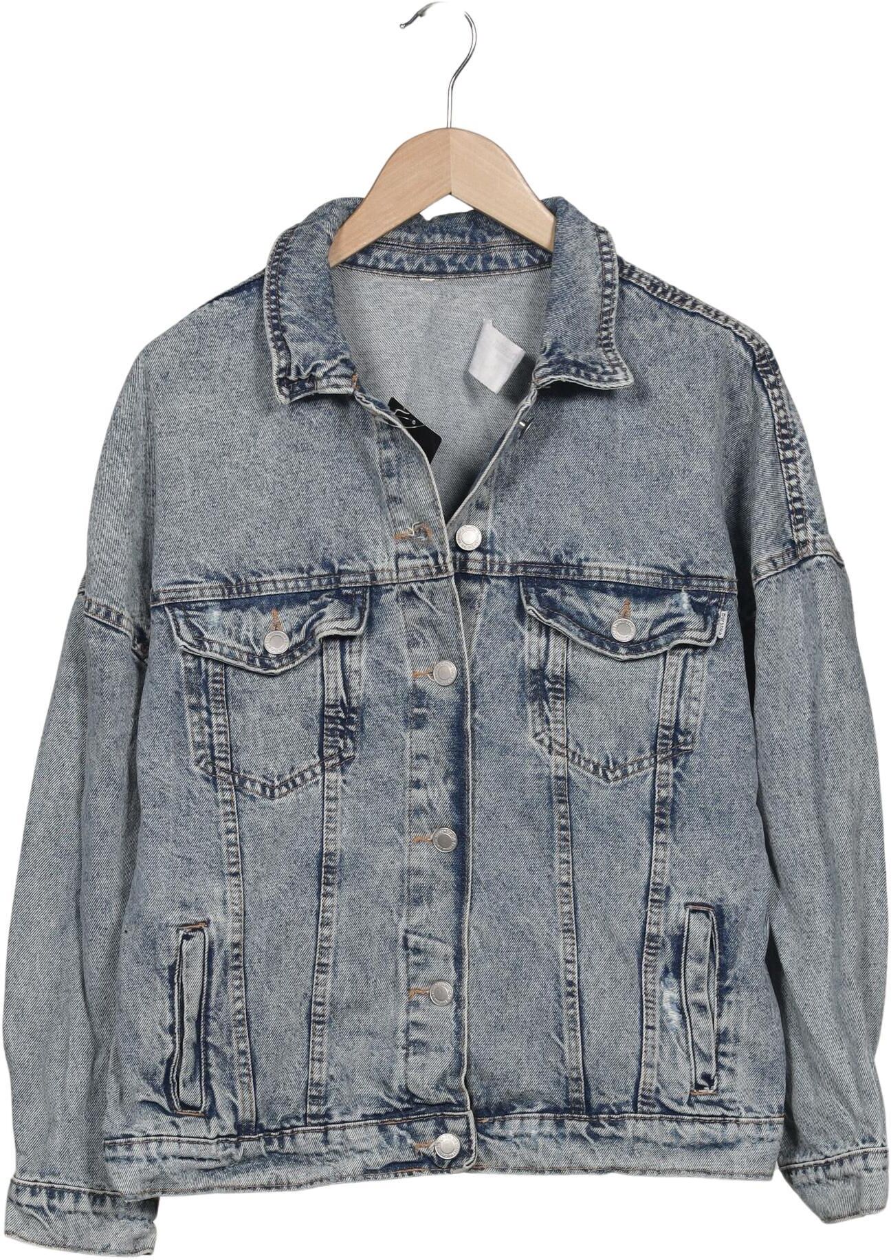 bershka Damen Jacke, Hellblau, Gr. M, Baumwolle - Second Hand