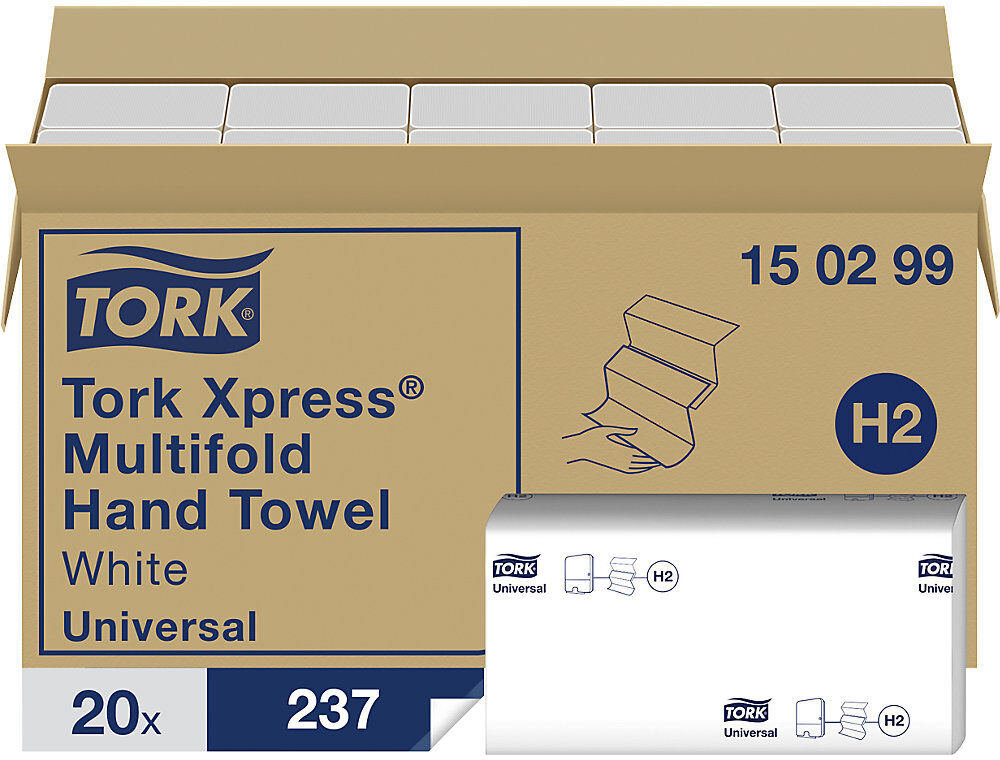 Falthandtücher Xpress®, 2-lagig, grau-weiß, VE 4740 Tücher TORK