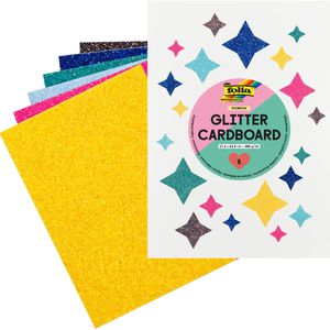 Folia Fotokarton Glitterkarton Rainbow, 17,4 x 24,5 cm, 6 Farben sortiert, 400g/m², 6 Blatt