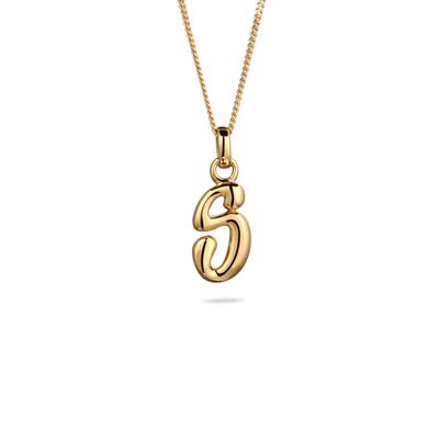 Kette mit Anhänger ELLI "Halskette Melted Buchstabe S 925 Sterling Silber" Gr. 45, gold, Halsketten, Damen, Silber 925 (Sterlingsilber)