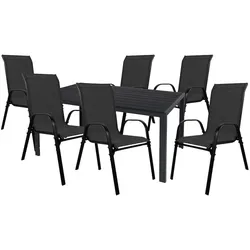 Mojawo Gartengarnitur Sitzgarnitur 7-teilig 180x90cm Aluminium / Non-Wood