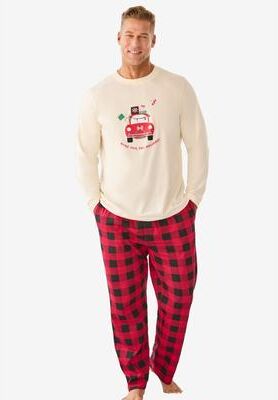 Plus Size Women's Dreams & Co.® Mens Pajama Set by Dreams & Co. in Red Buffalo Plaid Car (Size 42/44)