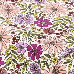 Baumwoll-Jersey "Blumen" mit Elasthan, rosé/lila