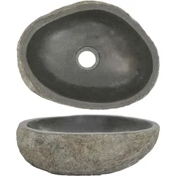 vidaXL Waschbecken Flussstein Oval (29-38)x(24-31) cm