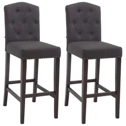 CLP 2er Set Barhocker Louise Stoff antik   Farbe: dunkelgrau, Gestell Farbe: antik