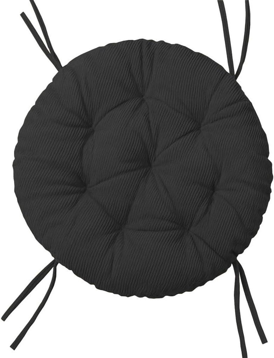 Papasan Kussen Zwart Corduroy - Rond en Waterafstotend Stoelkussen - Diameter: 120 cm