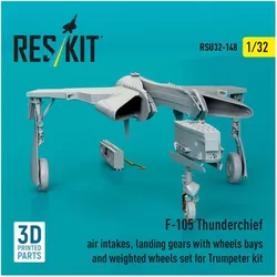 ResKit F-105 Thunderchief air intakes, landing gears with wheels bays and weighted wheels set for Trumpeter