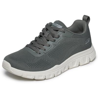 Sneaker SKECHERS "BOBS B LITE", Damen, Gr. 37, Textil, grau (olivgrün), Schuhe Sneaker, Schnürschuh, Halbschuh, Freizeitsneaker mit Memory Foam
