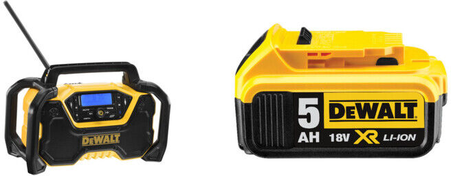 Set DeWalt Akku- und Netz Kompakt-Radio mit Bluetooth + Ersatz-Akku DCB184-XJ