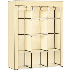 HOMCOM Stoffschrank, Faltschrank, Kleiderschrank mit Kleiderstangen, 8 Ebenen