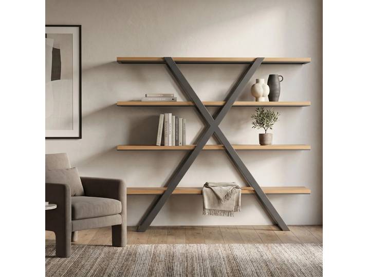Lax-Bücherregal aus Metall und Holz 180 cm
