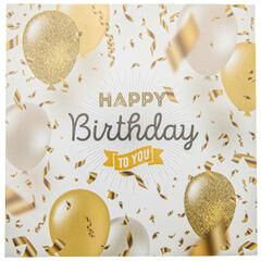 IH Casa Decor 20 Pack Luncheon 3 Ply Napkin Happy Birthday - Gold Balloons - Set of 6