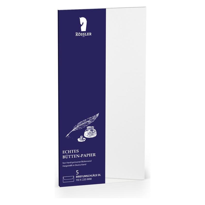 Rössler Briefumschläge Bütten weiss DIN lang 5 Stück (dl, 5x) (65855279)