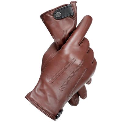 Lederhandschuhe PEARLWOOD "TAYLOR", Herren, Gr. 9, braun (marroon), Lammleder, unifarben, Handschuhe, gefüttert, Ziernähte, seitlicher Lederriegel in Kontrastfarbe