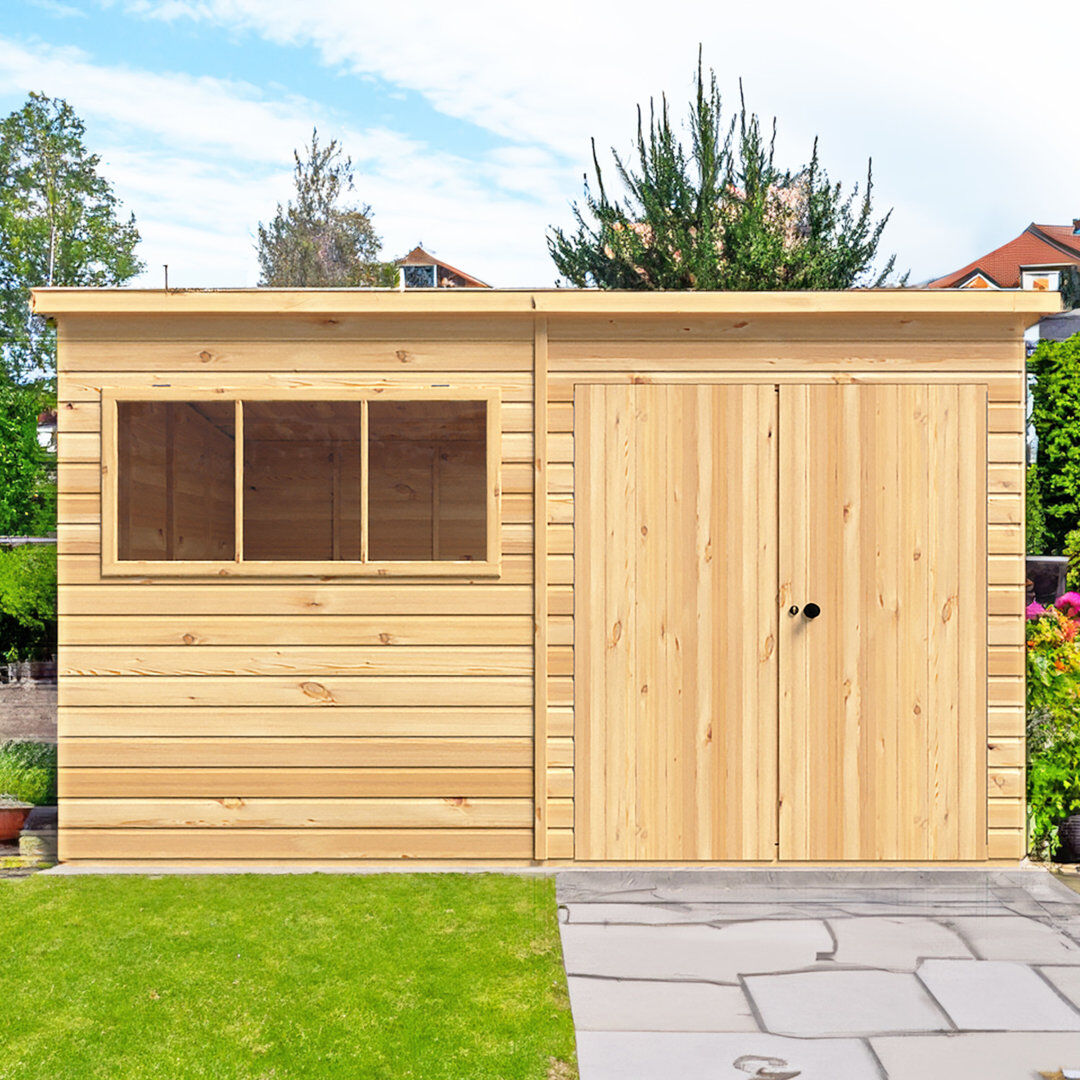 Shire GB Shire Ranger Premium Shiplap Shed Workshop 12 Ft X 10 Ft Brown 359cm W X 299cm D X 214cm H