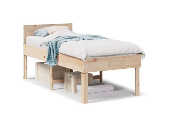 PUGYNBK Bettgestell aus massivem Kiefernholz, 90 x 190 cm Lattenrost, Stauraum, stabile Beine, Kopfteil zum Lesen