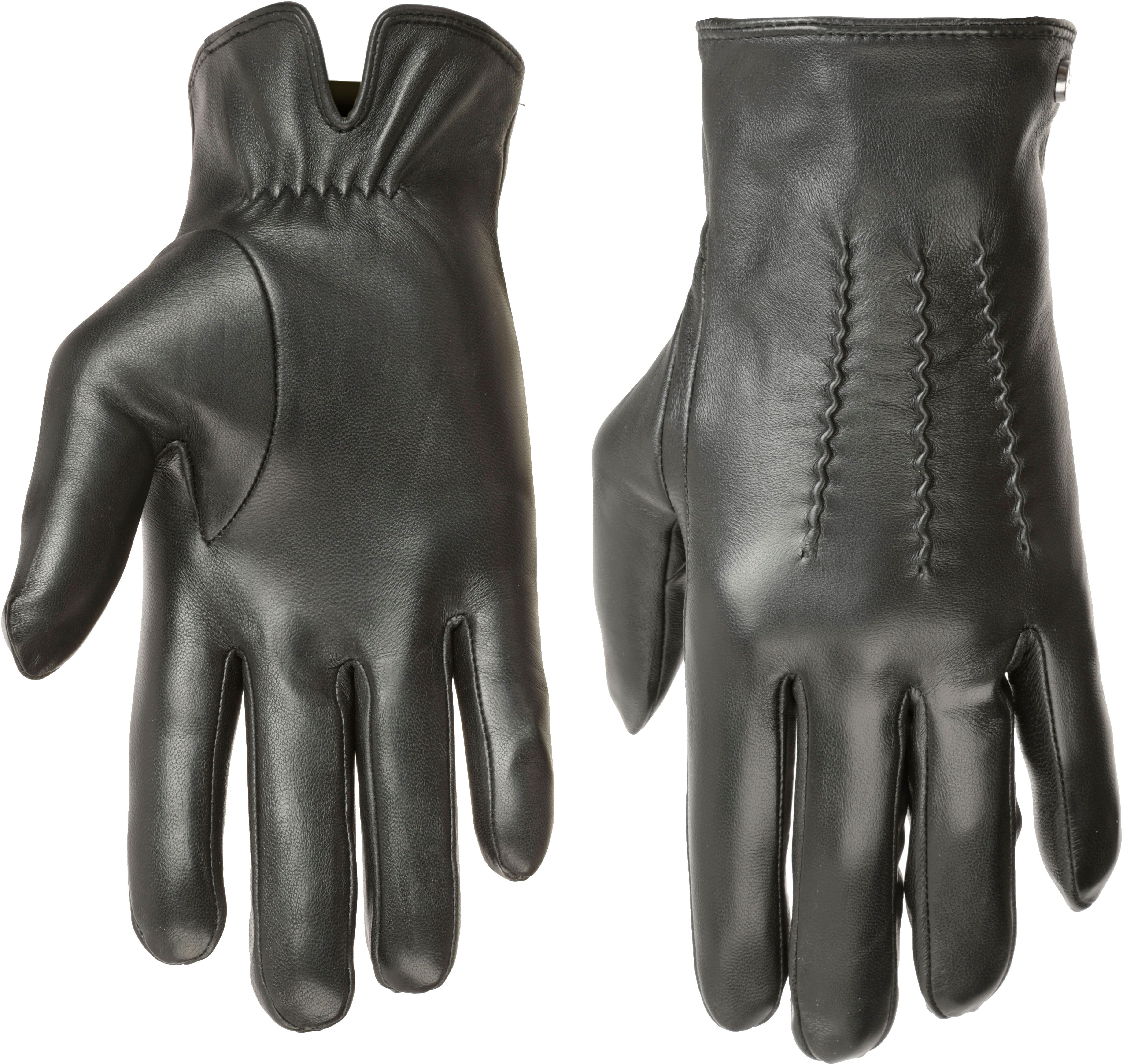 Lederhandschuhe PEARLWOOD "Gates", Herren, Gr. 10, schwarz, Schafsleder, Biesen, unifarben, Handschuhe Lederhandschuhe, weiches Innenfutter aus Fleece schwarz 10