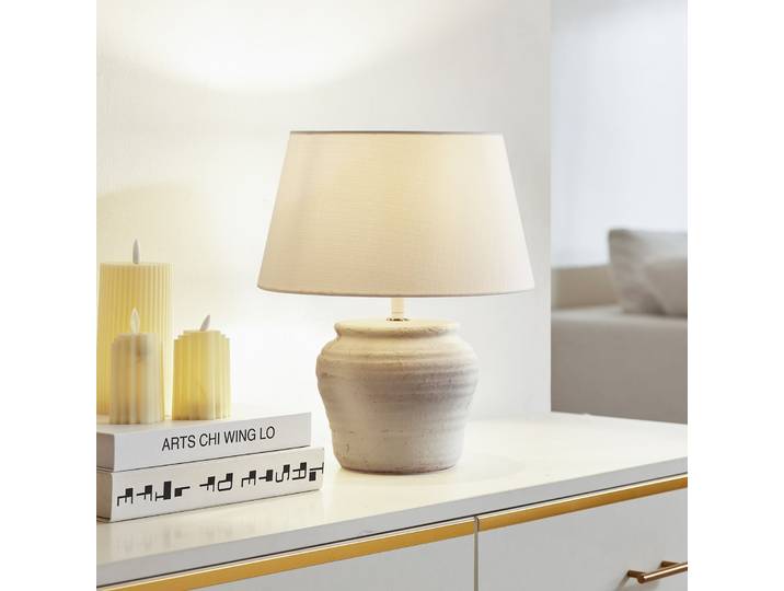 Aelith Tischleuchte Ø30 White - Lindby - Wohnzimmer - Landhaus / Rustikal - Keramik - Einflammig