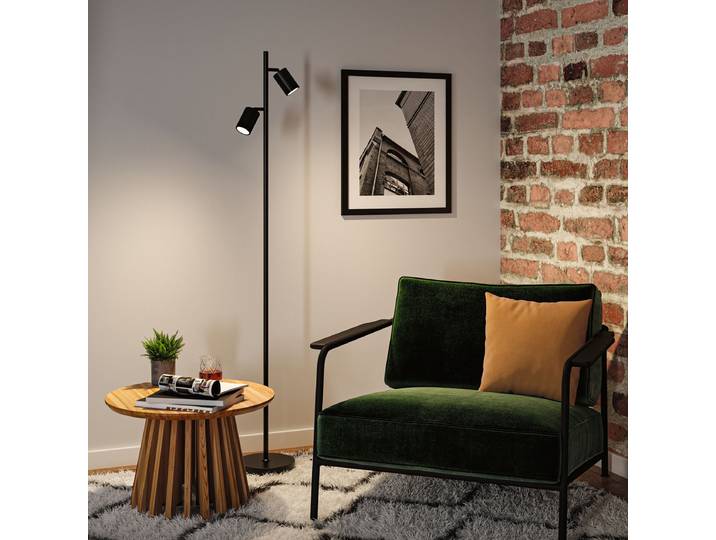 Lampadaire Lirena 22 x 157 x 22cm Noir Matériau : Métal Surface en métal : Laqué Type de métal : Aluminium GU10