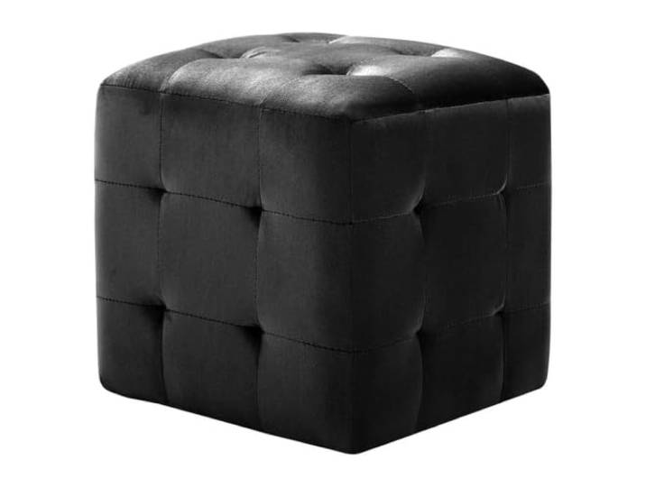 smnyxs 2 Hocker, Schwarz, 30 x 30 cm, Velours Fußhocker aus Samt, Holzrahmen, Polsterung, schmutzabweisend, Wohnzimmer, Schlafzimmer, passendes Paar