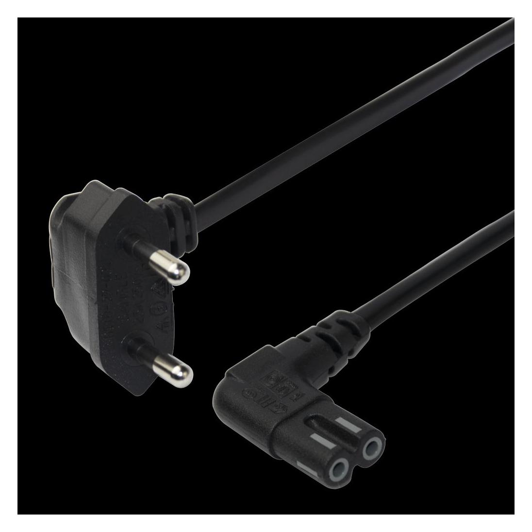 Deltaco Power cable CEE 7/16 - C7, angled, 3m - Black (3 m) (1902300)