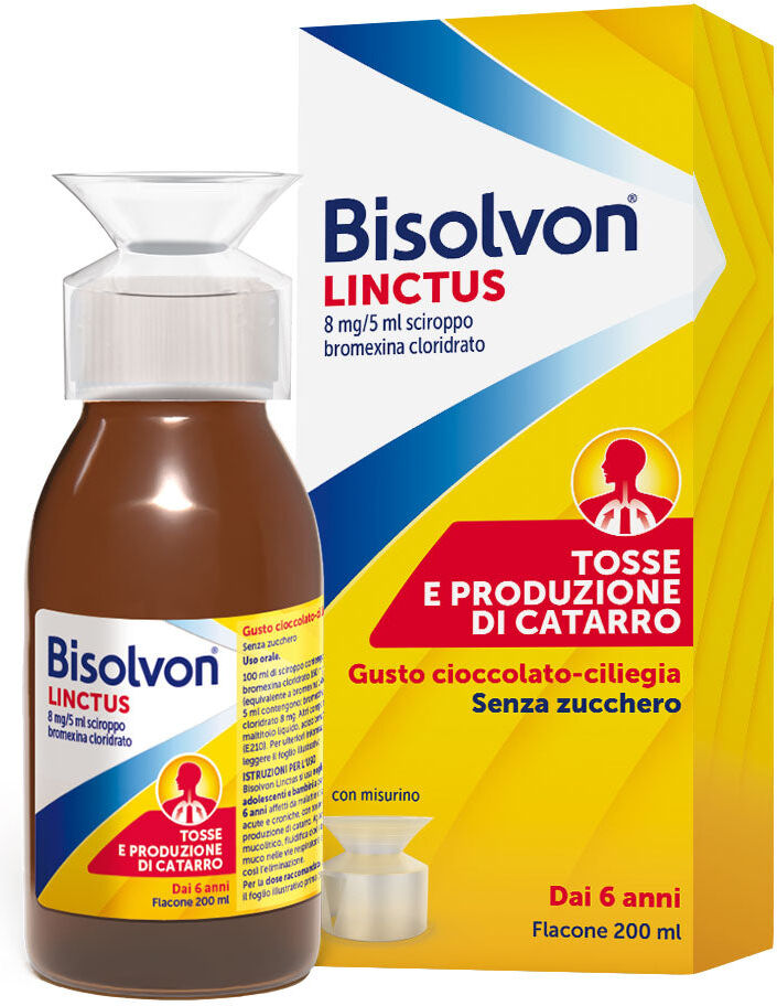 Opella Healthcare Bisolvon Linctus Sciroppo 8 mg/5 ml Gusto Cioccolato e Ciliegia 200 ml