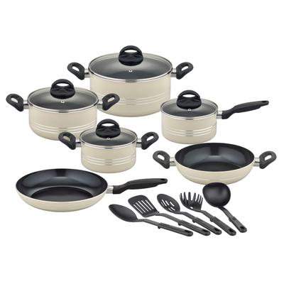 Topf-Set GSW "Milano, inkl. 5-teiliges Küchenhelfer-Set", beige, Töpfe, Kochtopf-Set mit Antihaft-Versiegelung, Induktion