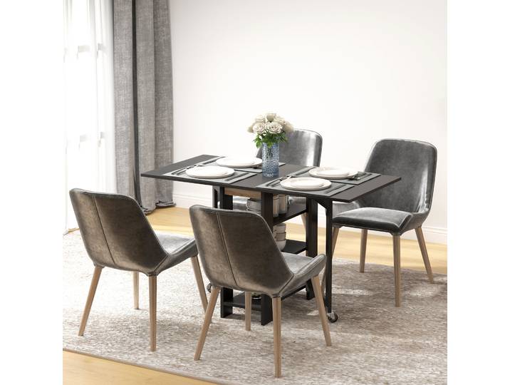 HOMCOM Table Cuisine Pliable Moderne 120x60cm Noir avec Étagères
