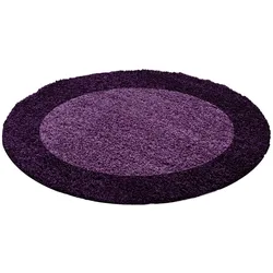 HOCHFLORTEPPICH RHEIN, mit Bordüre, Violett, Ø 200 cm