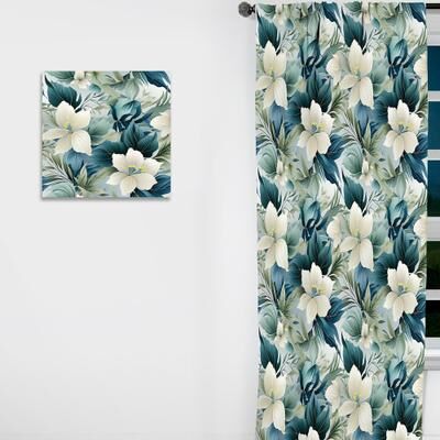 DESIGN ART "Designart ""Oceanic Impressions Tropical Pattern I"" Floral Curtain - Blackout Floral Curtain - 1 Panel"