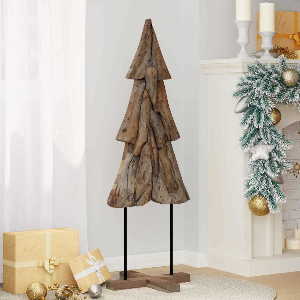 vidaXL Sapin de Noël Marron 121 cm Bois de teck massif