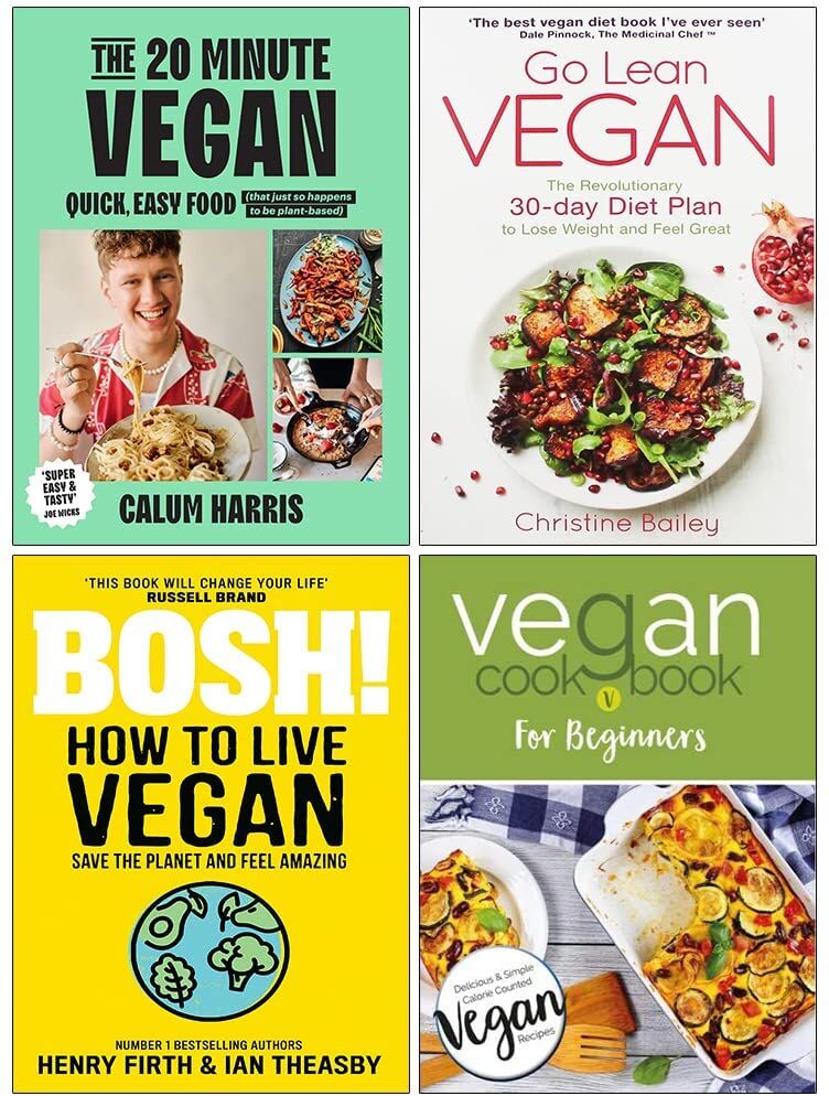 Various Publishers Vegan Cooking 4 Books Collection Set - The 20-Minute Vegan, Go Lean Vegan, BOSH! How To Live Vegan & Vegan Cookbook For Beginners - Mixed Format
