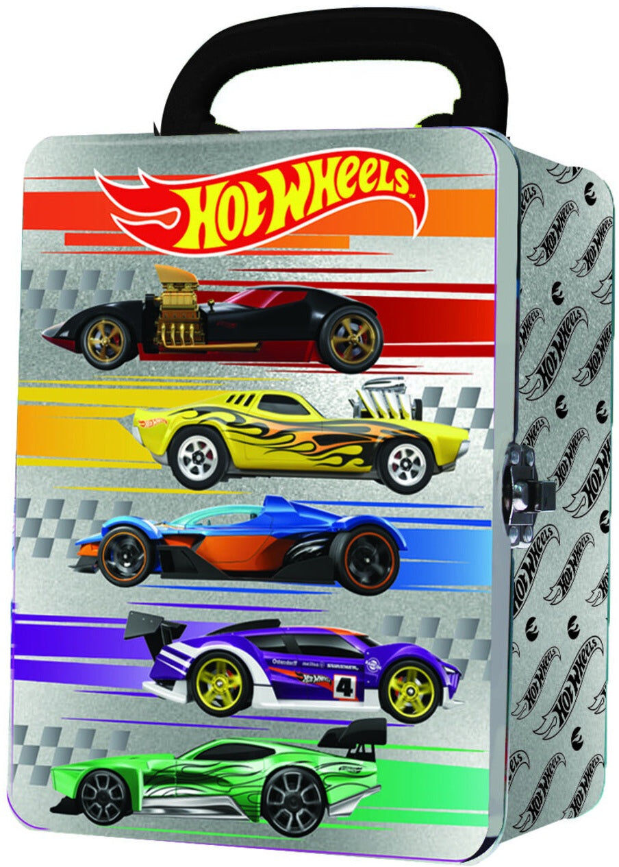 Mattel Hot Wheels Silver Metal Car Storage Case for 18 Cars - Stores up to 18 Hot Wheels or other 1:64 scale die-cast cars