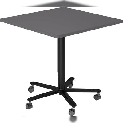 bümö Säulenhubtisch höhenverstellbar, Stehtisch Büro, Bistrotisch rund 80 x 80 cm - Besprechungstisch graphit, Stehtisch Holz-Platte, Säule aus
