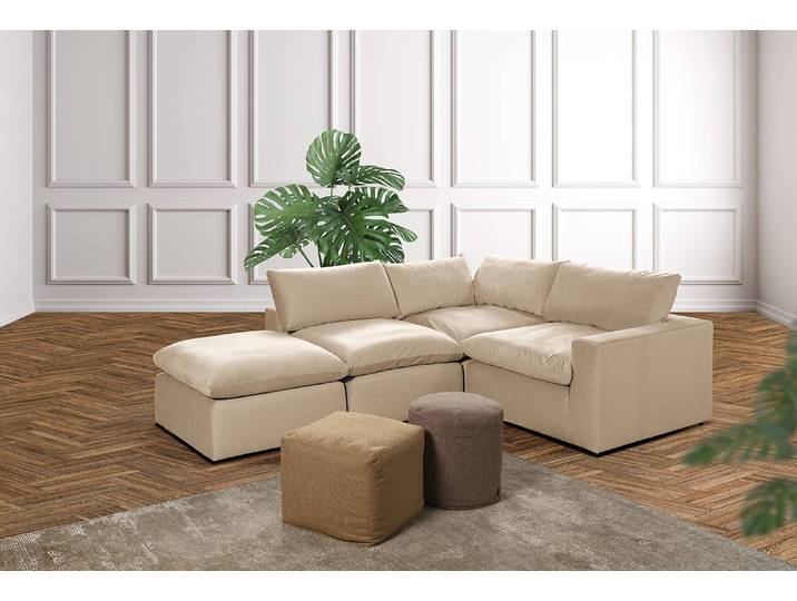 Élément d’angle Nizza Beige/Beige Tissé à plat 102 x 102 x 84cm Alignement à gauche Moderne