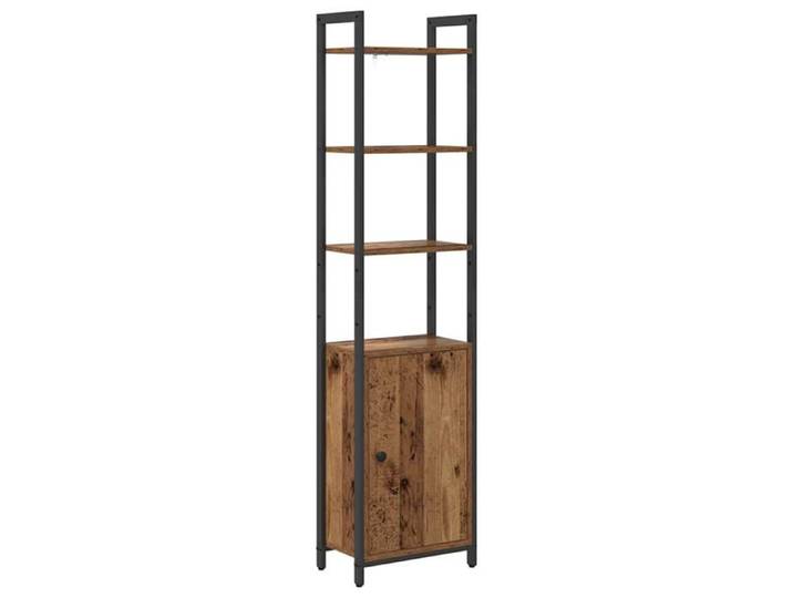 Bibliothèque industrielle - - Bois d'ingénierie - 40x24x161 cm - Bois recyclé - 6 étagères - 1 porte
