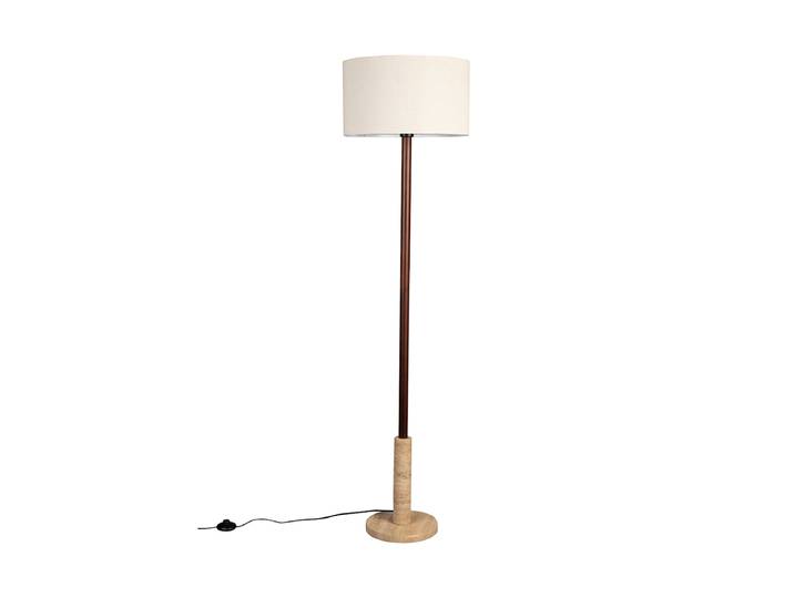 Design Stehlampe „Jackson“ mit Travertin Sockel Leinen Dutchbone