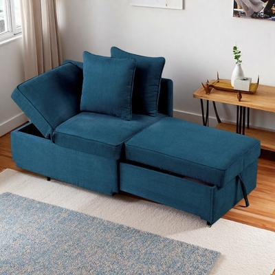 "29"" Fabric Convertible Chair Bed with Storage Seat and Adjustable Headrest and Pillows"