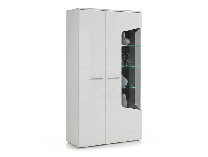 Vitrine 2 portes droite Corel Blanc Mat/blanc Brillant - Basika