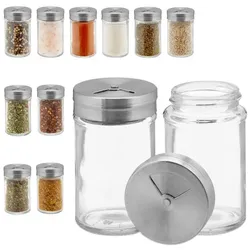 Relaxdays Gewürzstreuer 12er Set Silber,Transparent