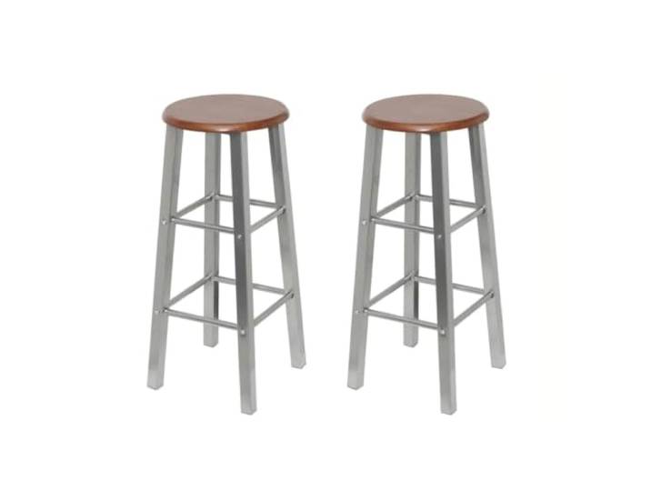 VIHHQGC Barhocker 2 STK. Metall mit MDF-Sitz, braun, mit Fußstütze, 110 kg Brauner MDF-Sitz, Stahlgestell, zwei Fußstützenhöhen, einfache Montage, pflegeleichte Oberfläche