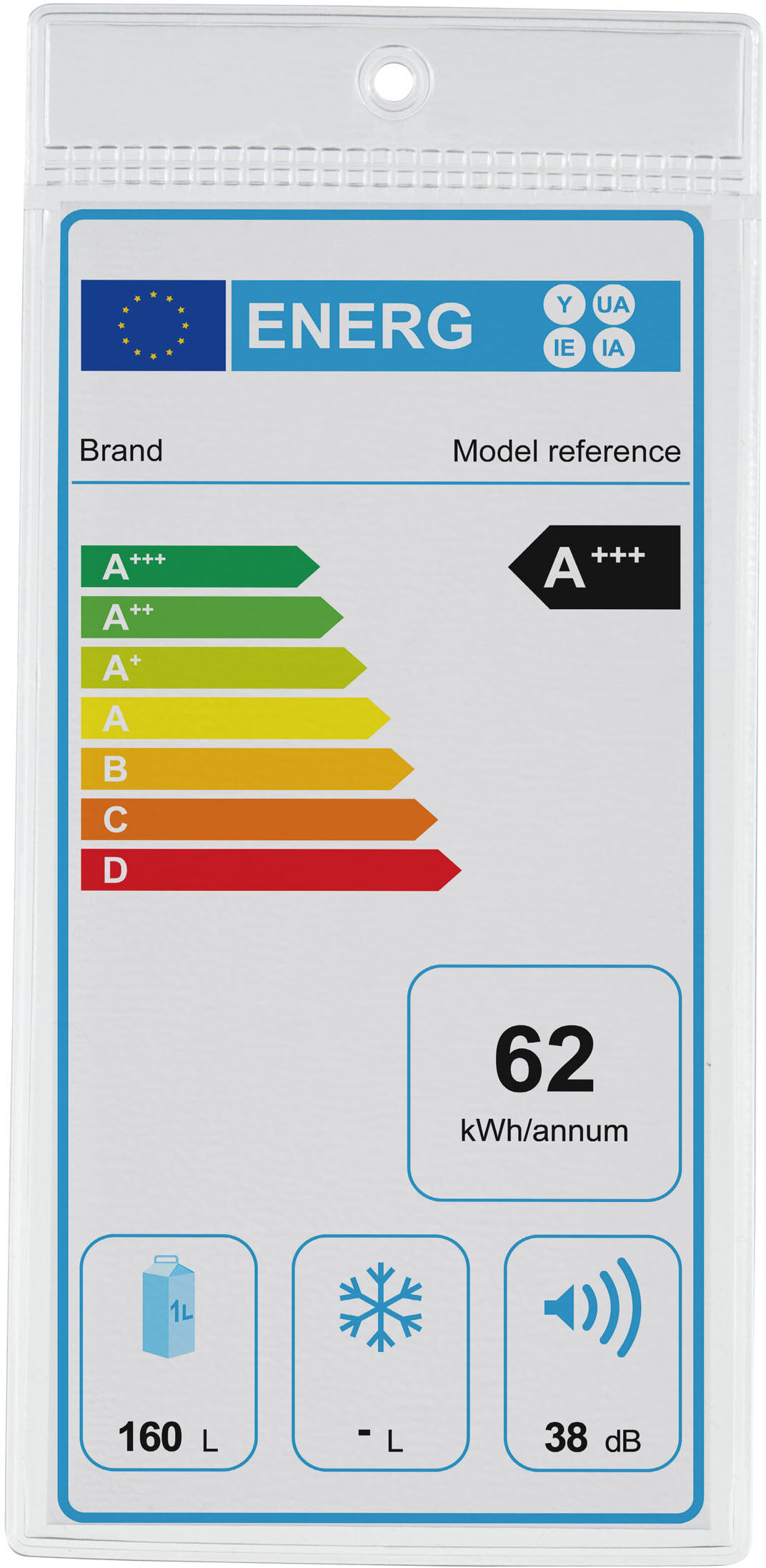 SPRINTIS 100 Unités - Pochettes de suspension pour labels énergétiques 52 x 100 mm   pour luminaires, PVC souple, transparent