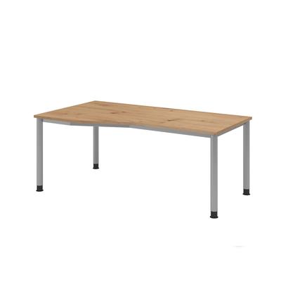 Hammerbacher-Schreibtisch 4Fuß-rd.180x100/80cm Asteiche/Si-VHS18/R/S