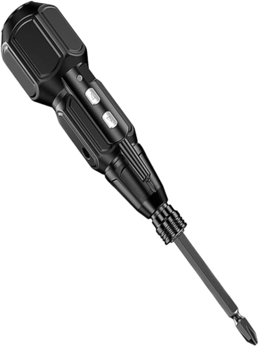 Set oplaadbare mini elektrische schroevendraaier met LED-lampje en batterij, zwart